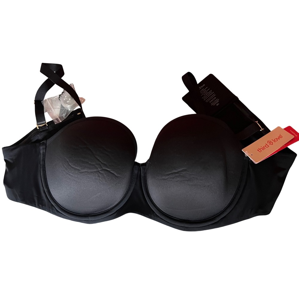 Third Love‎ 24/7 Convertible Strapless Bra Black 38C NWT